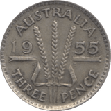 1955 SILVER THREE PENCE AUSTRALIA - SILVER WORLD COINS - Cambridgeshire Coins