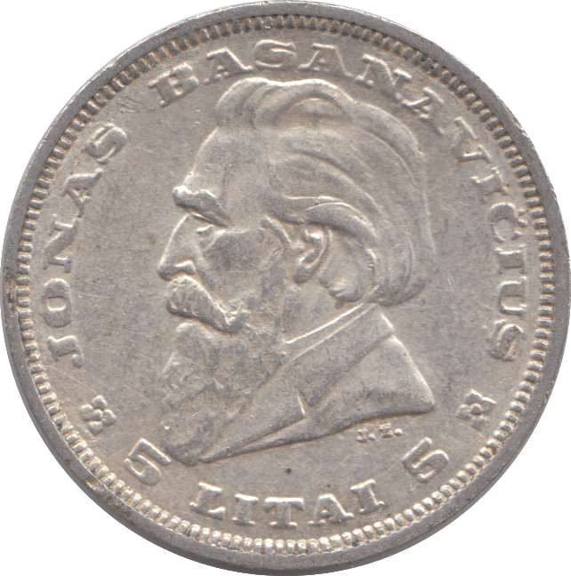 1956 FIVE LITAI LITHUANIA SILVER - SILVER WORLD COINS - Cambridgeshire Coins