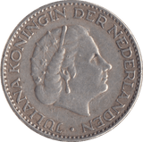 1956 SILVER 1 GUILDER NETHERLANDS - SILVER WORLD COINS - Cambridgeshire Coins