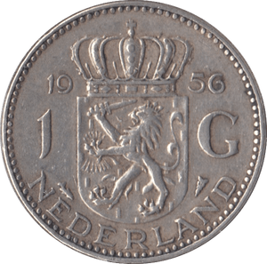 1956 SILVER 1 GUILDER NETHERLANDS - SILVER WORLD COINS - Cambridgeshire Coins