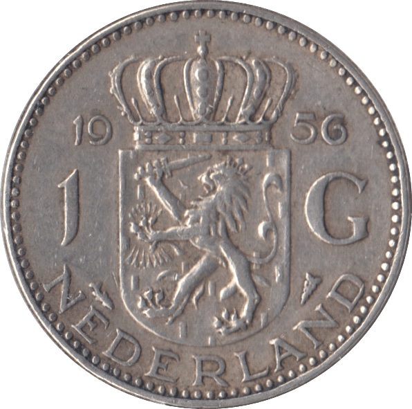 1956 SILVER 1 GUILDER NETHERLANDS - SILVER WORLD COINS - Cambridgeshire Coins