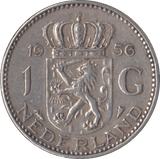 1956 SILVER 1 GUILDER NETHERLANDS - SILVER WORLD COINS - Cambridgeshire Coins
