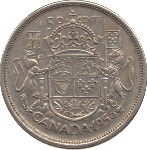 1956 SILVER FIFTY CENTS CANADA - WORLD SILVER COINS - Cambridgeshire Coins