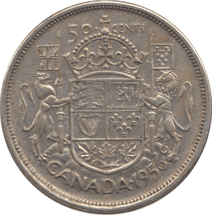 1956 SILVER FIFTY CENTS CANADA - WORLD SILVER COINS - Cambridgeshire Coins