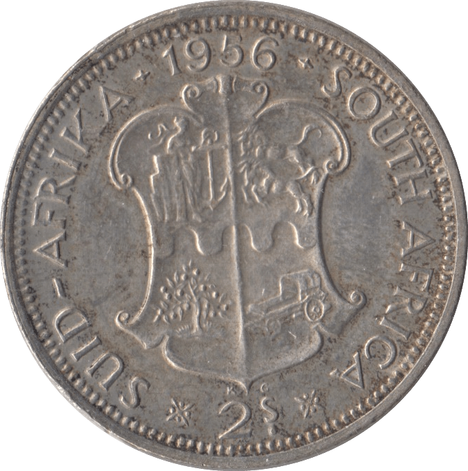 1956 SOUTH AFRICA SILVER TWO SHILLINGS - SILVER WORLD COINS - Cambridgeshire Coins
