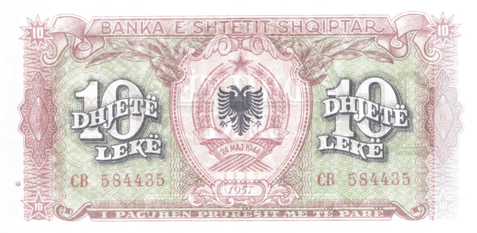 1957 10 LEKE BANKNOTE ALBANIA REF 500 - World Banknotes - Cambridgeshire Coins
