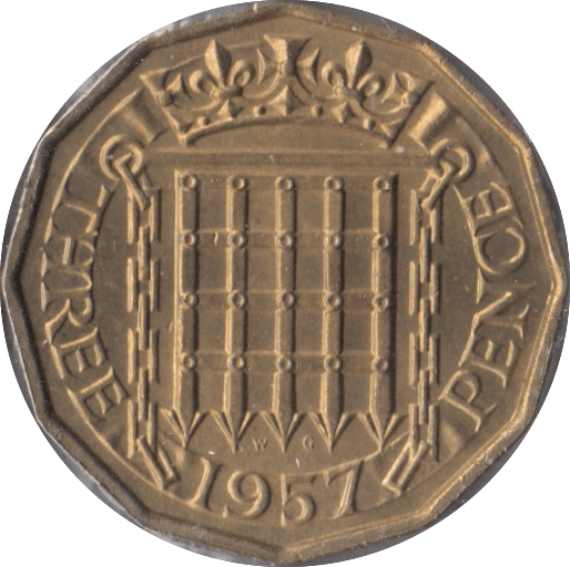 1957 BRASS THREEPENCE ( BU ) - Threepence - Cambridgeshire Coins