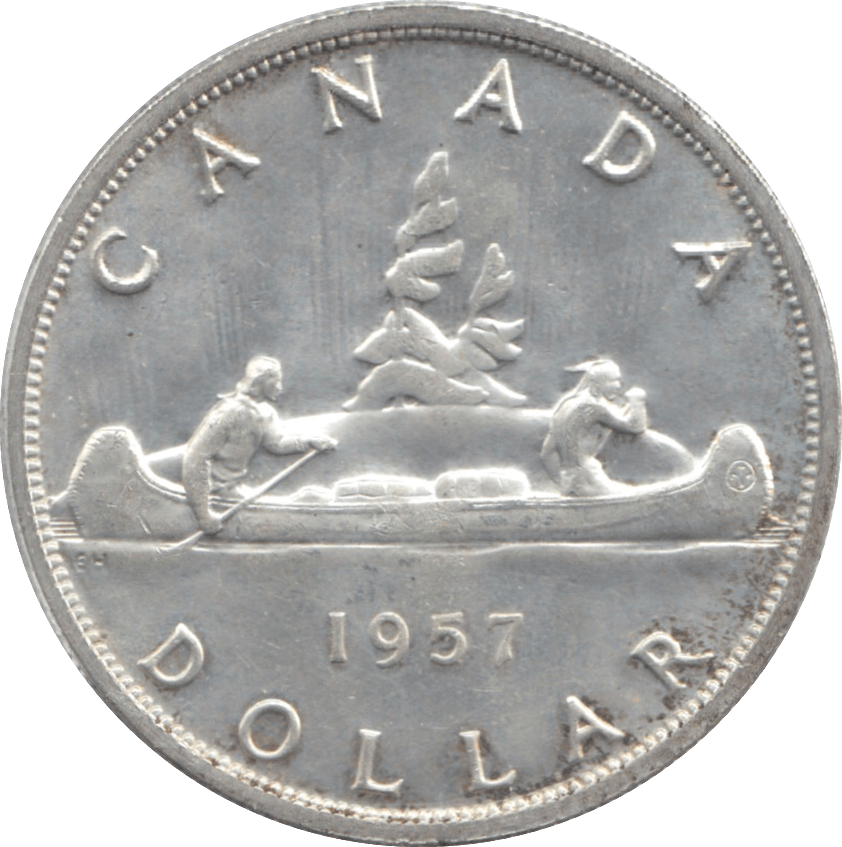 1957 CANADA SILVER ONE DOLLAR 10 - WORLD SILVER COINS - Cambridgeshire Coins