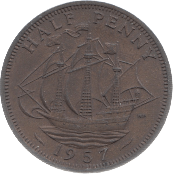 1957 HALFPENNY ( UNC ) 5 - Halfpenny - Cambridgeshire Coins