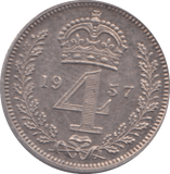 1957 MAUNDY FOURPENCE ( AUNC ) - Maundy Coins - Cambridgeshire Coins