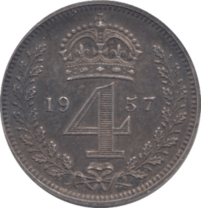 1957 MAUNDY FOURPENCE ( EF ) 2 - Maundy Coins - Cambridgeshire Coins