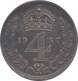 1957 MAUNDY FOURPENCE ( EF ) 2 - Maundy Coins - Cambridgeshire Coins