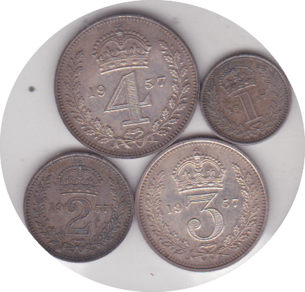 1957 MAUNDY SET ( UNC ) A - Maundy Set - Cambridgeshire Coins