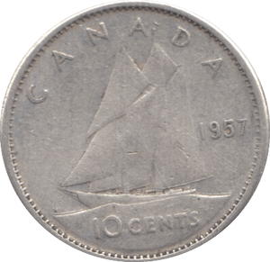 1957 SILVER 10 CENTS CANADA - SILVER WORLD COINS - Cambridgeshire Coins