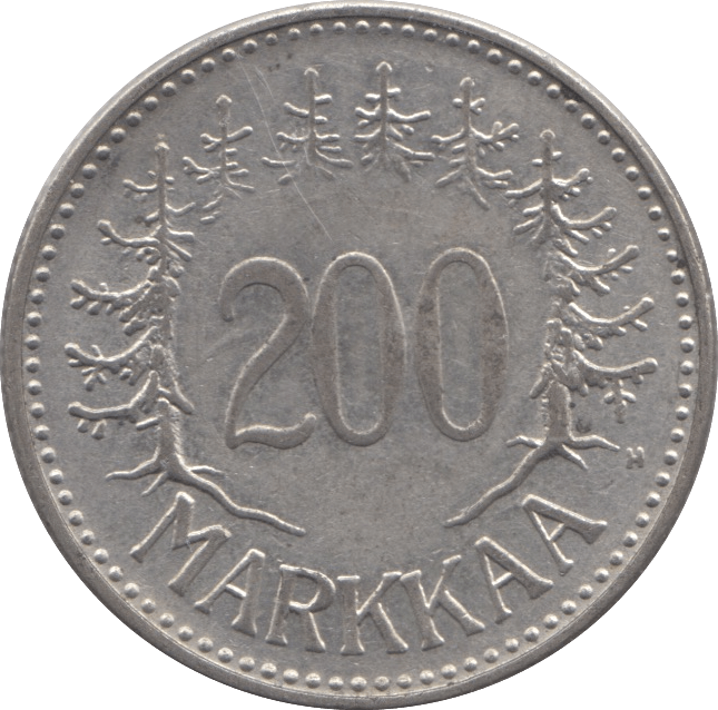 1957 SILVER 200 MARKKAA FINLAND - WORLD SILVER COINS - Cambridgeshire Coins
