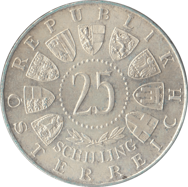 1957 SILVER 25 SCHILLING AUSTRIA - SILVER WORLD COINS - Cambridgeshire Coins