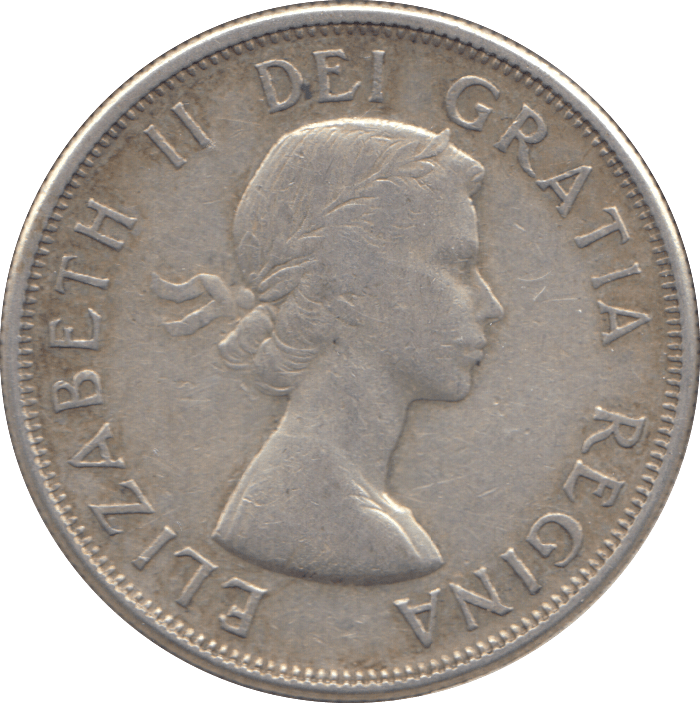 1957 SILVER FIFTY CENTS CANADA - WORLD SILVER COINS - Cambridgeshire Coins