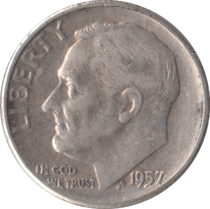 1957 SILVER ONE DIME USA - SILVER WORLD COINS - Cambridgeshire Coins