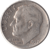 1957 SILVER ONE DIME USA - SILVER WORLD COINS - Cambridgeshire Coins