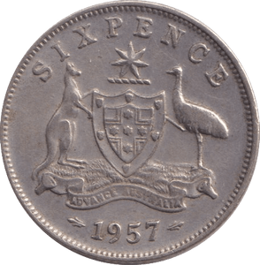 1957 SILVER SIXPENCE AUSTRALIA - SILVER WORLD COINS - Cambridgeshire Coins