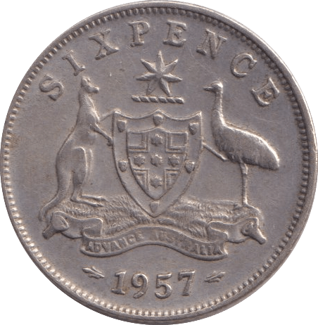 1957 SILVER SIXPENCE AUSTRALIA - SILVER WORLD COINS - Cambridgeshire Coins