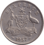 1957 SILVER SIXPENCE AUSTRALIA - SILVER WORLD COINS - Cambridgeshire Coins