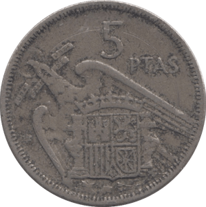 1957 SPAIN 5 PESATAS - WORLD COINS - Cambridgeshire Coins