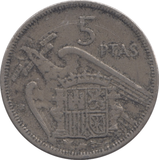1957 SPAIN 5 PESATAS - WORLD COINS - Cambridgeshire Coins
