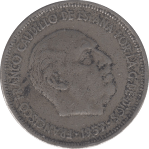 1957 SPAIN 5 PESATAS - WORLD COINS - Cambridgeshire Coins