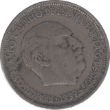 1957 SPAIN 5 PESATAS - WORLD COINS - Cambridgeshire Coins