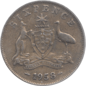 1958 AUSTRALIA SILVER SIXPENCE - SILVER WORLD COINS - Cambridgeshire Coins