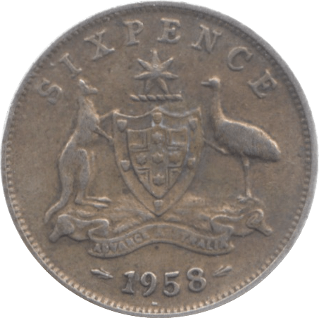 1958 AUSTRALIA SILVER SIXPENCE - SILVER WORLD COINS - Cambridgeshire Coins