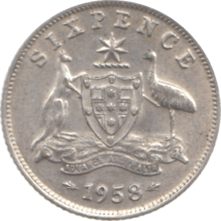 1958 AUSTRALIA SILVER SIXPENCE - SILVER WORLD COINS - Cambridgeshire Coins