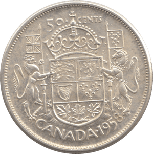 1958 CANADA 50 CENTS - WORLD SILVER COINS - Cambridgeshire Coins