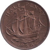 1958 HALFPENNY ( UNC ) - Halfpenny - Cambridgeshire Coins