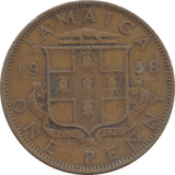 1958 JAMAICA ONE PENNY - WORLD COINS - Cambridgeshire Coins