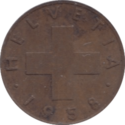 1958 ONE RAPPEN SWITZERLAND - WORLD COINS - Cambridgeshire Coins
