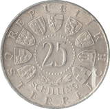 1958 SILVER 25 SCHILLING AUSTRIA - SILVER WORLD COINS - Cambridgeshire Coins