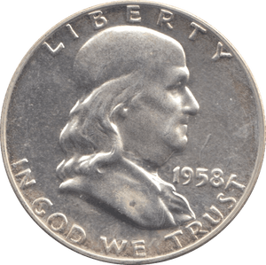 1958 SILVER HALF DOLLAR USA - SILVER WORLD COINS - Cambridgeshire Coins