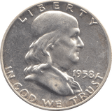 1958 SILVER HALF DOLLAR USA - SILVER WORLD COINS - Cambridgeshire Coins