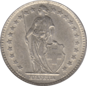 1958 SILVER HALF FRANC SWITZERLAND - WORLD SILVER COINS - Cambridgeshire Coins