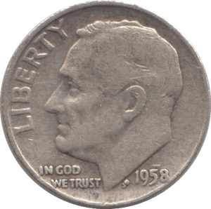 1958 SILVER ONE DIME USA - SILVER WORLD COINS - Cambridgeshire Coins