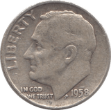 1958 SILVER ONE DIME USA - SILVER WORLD COINS - Cambridgeshire Coins