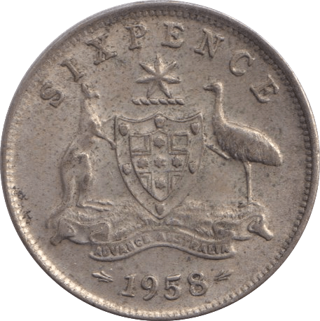 1958 SILVER SIXPENCE AUSTRALIA - SILVER WORLD COINS - Cambridgeshire Coins