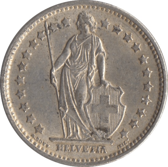 1958 SILVER SWISS 1 FRANC - SILVER WORLD COINS - Cambridgeshire Coins
