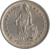 1958 SILVER SWISS 1 FRANC - SILVER WORLD COINS - Cambridgeshire Coins