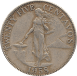 1958 TWENTY FIVE CENTAVOS PHILIPPINES - WORLD COINS - Cambridgeshire Coins