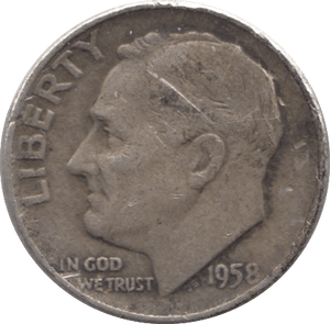 1958 USA SILVER DIME DENVER MINT - SILVER WORLD COINS - Cambridgeshire Coins