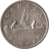 1959 CANADA SILVER ONE DOLLAR - SILVER WORLD COINS - Cambridgeshire Coins