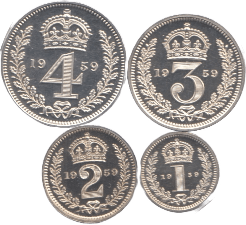 1959 MAUNDY SET ELIZABETH II - Maundy Set - Cambridgeshire Coins